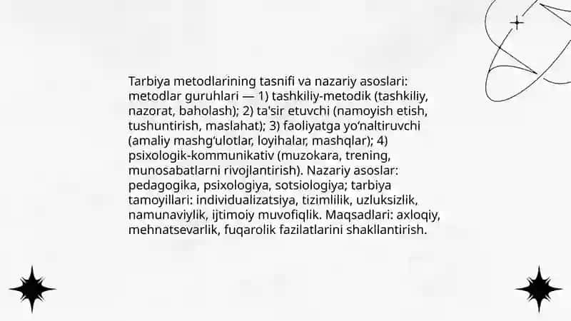 Tarbiya metodlari. O‘qituvchi pedagog ijodiy faoliyat egasi 3