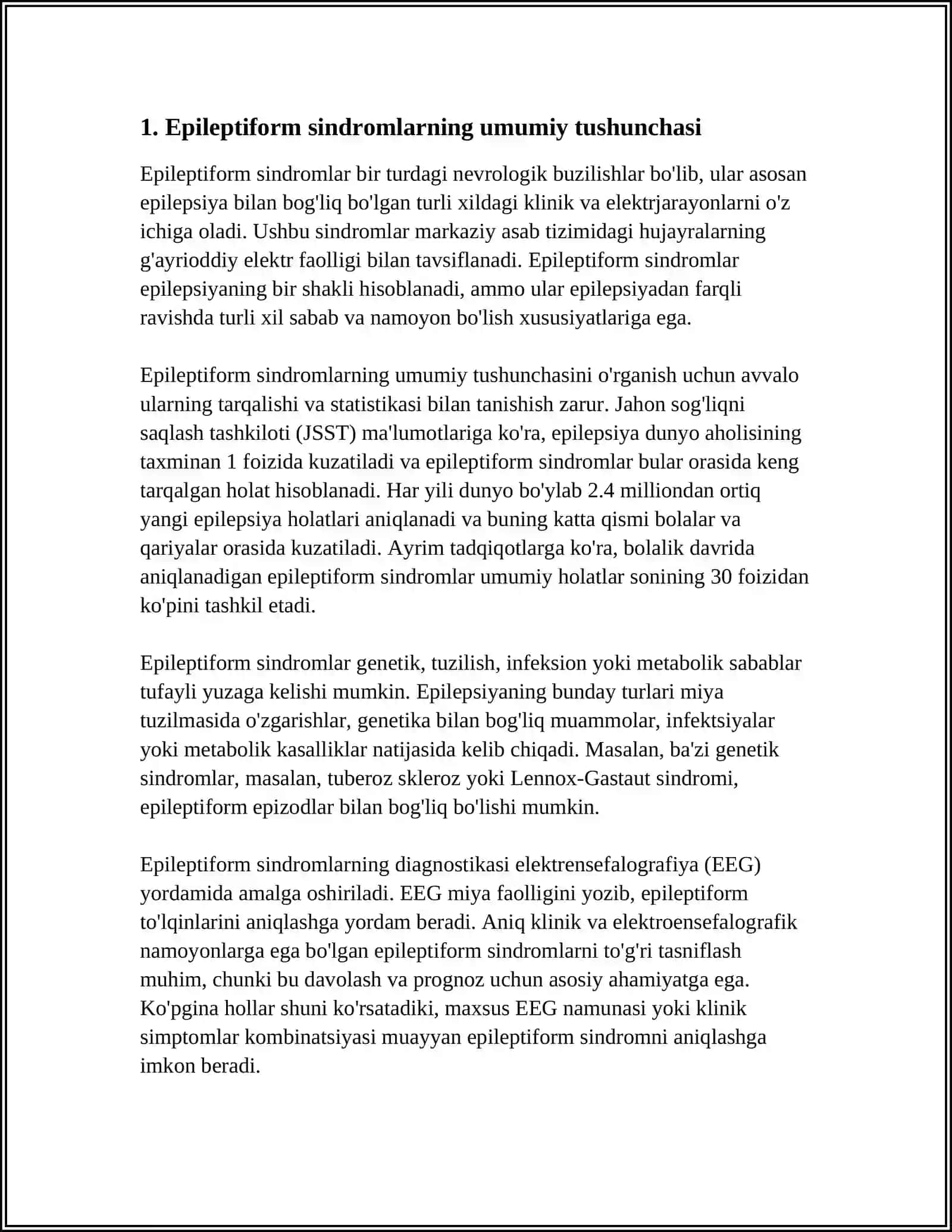 MUSTAQIL ISH Mavzu: EPILEPTIFORM SINDROMLAR 3