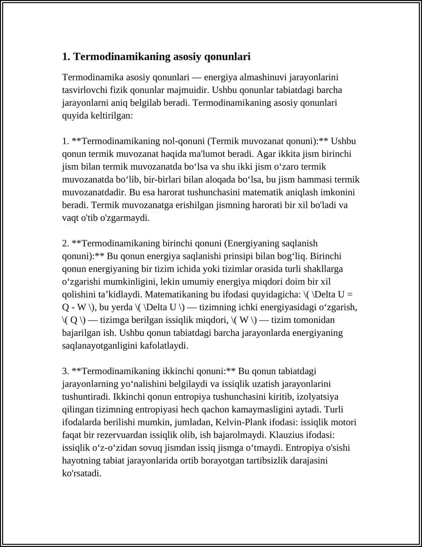 TERMODINAMIKA VA KIMYOVIY TERMODINAMIKA 3