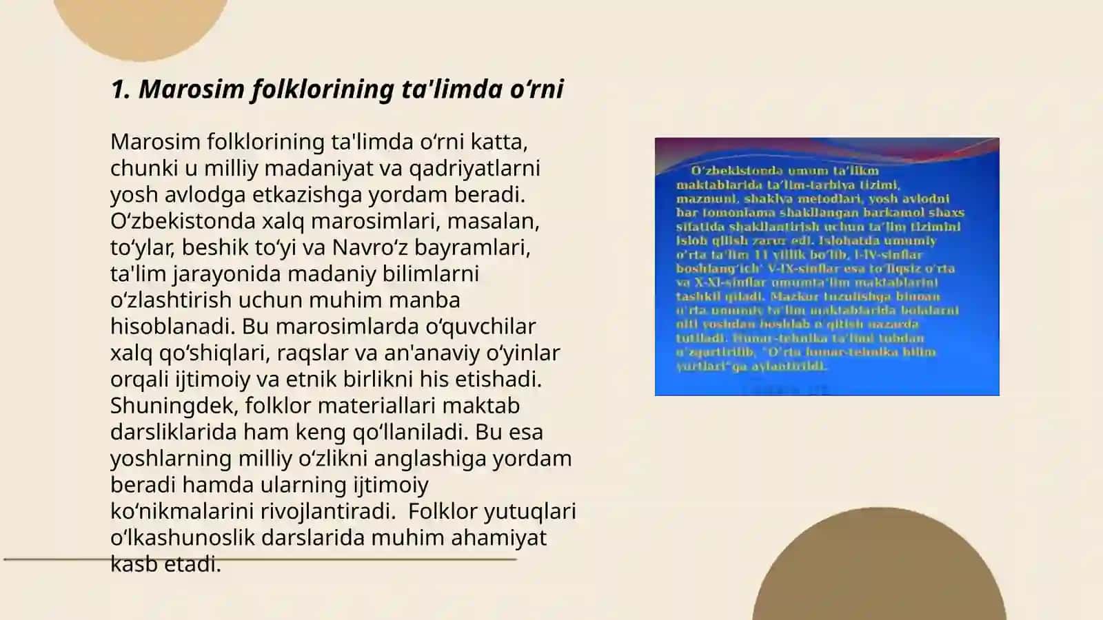 Marosim folklori,qo'shiqlar, dostonlar,og'zaki drama va askiyalar tizimining pedagogik ahamiyati 3