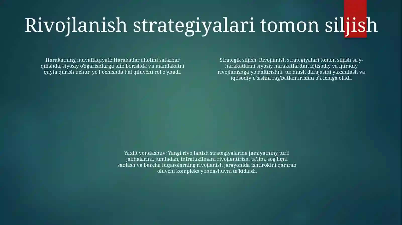 Taraqqiyot Strategiyasi Sari 3