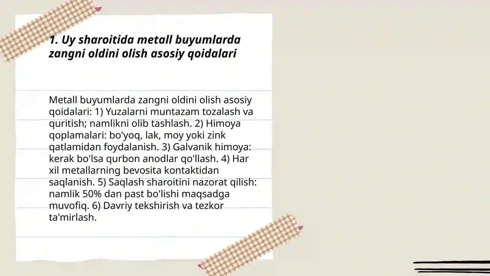 Uy sharoitida korroziyani kamaytirish 3