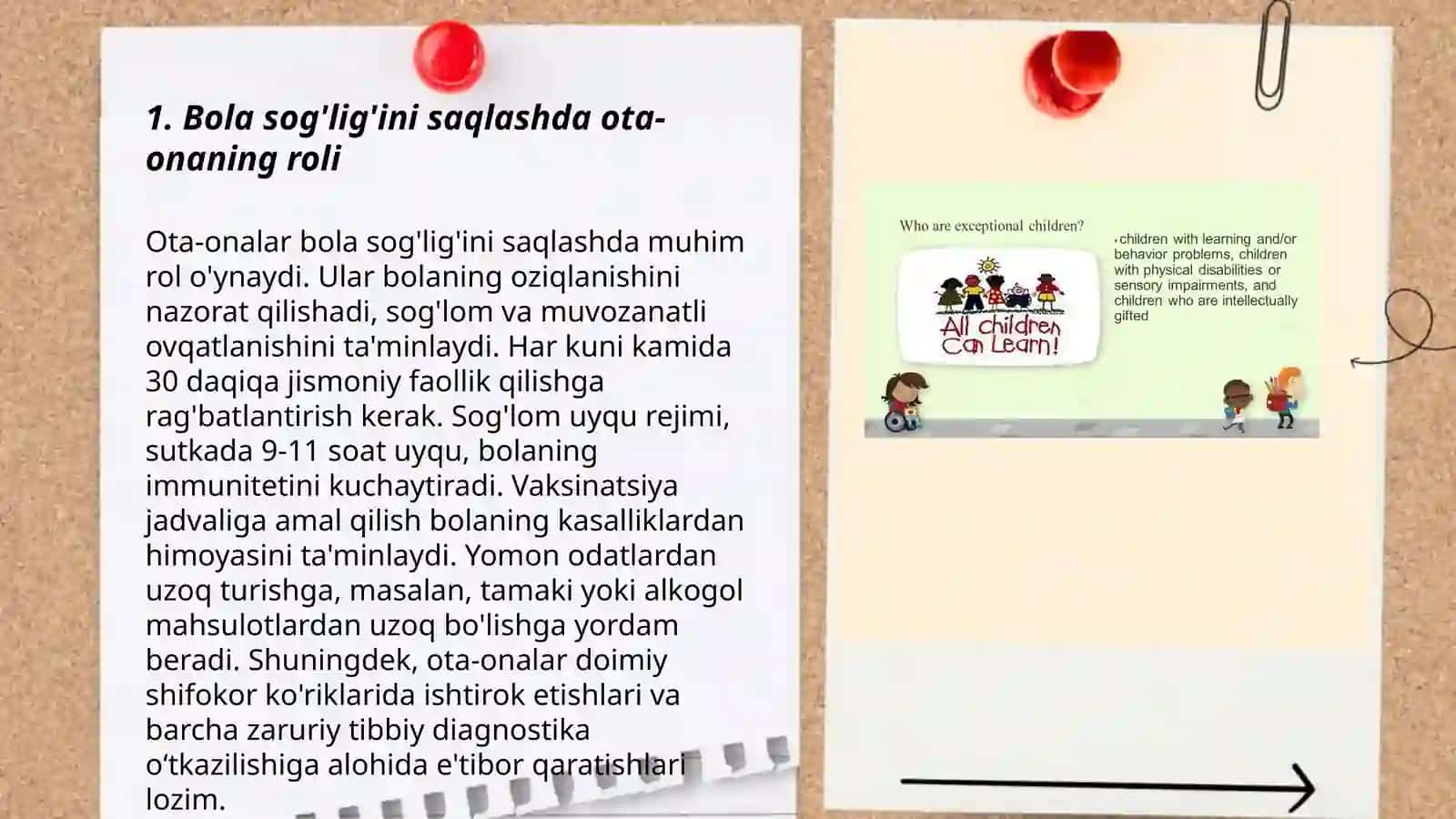 MTT tarbiyachisi ota-onalarga bolalarning sog'lig'i, talim -tarbiyasi,kun tartibini to'g'ri tashkillashtirishi bo'yicha tavfsiyalar 3