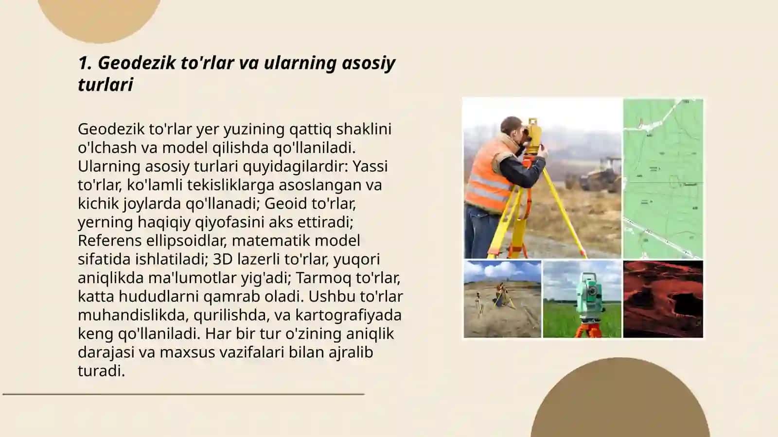 Geodezik to'rlar va ularning rekognassirofka qilish.Geodezik belgilar va markazlar 3