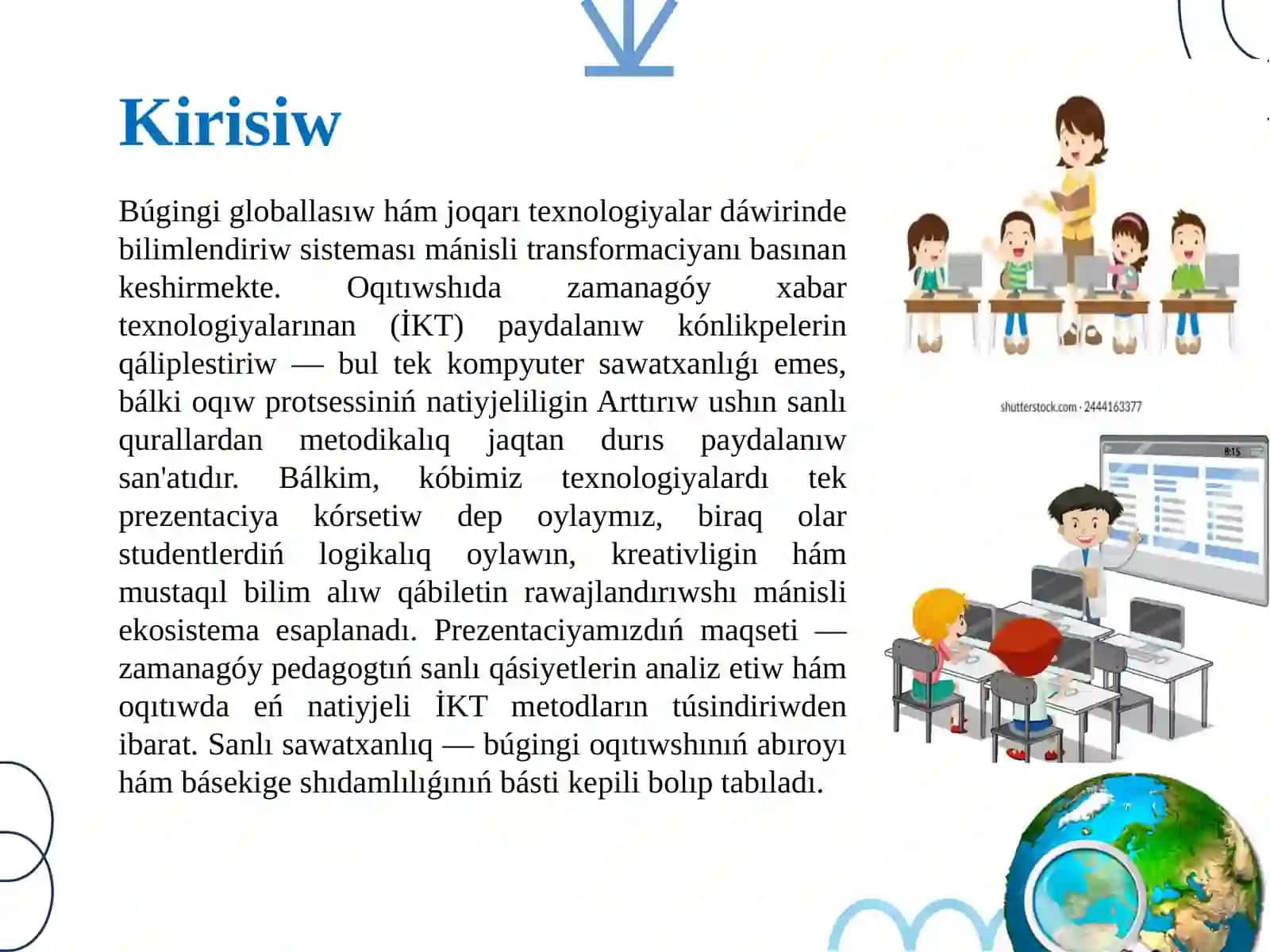 Oqıtıwshıda zamanagóy xabar texnologiyalarınan paydalanıw kónlikpelerin qáliplestiriw 3