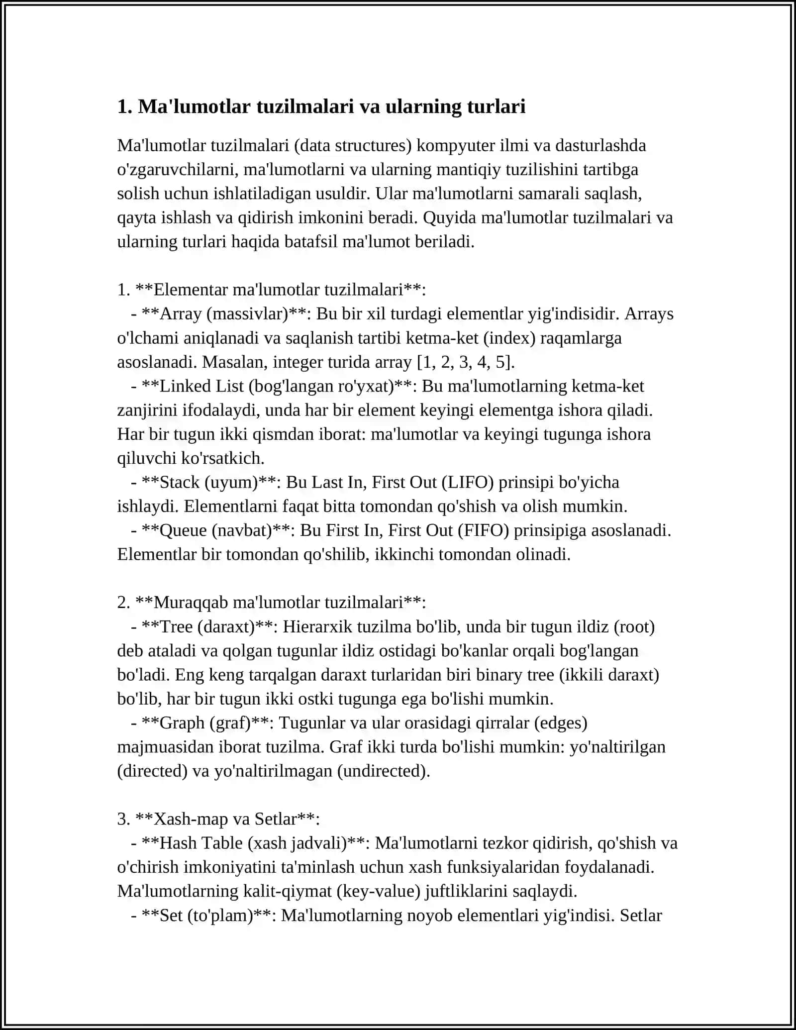 Elementar ma'lumotlar tuzilmalari 3