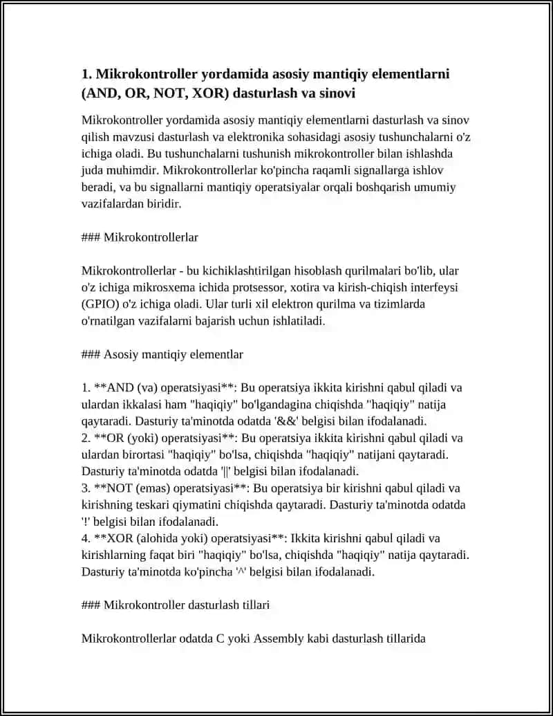 MIKROKONTROLLER ASOSIDA ODDIY MANTIQIY QURILMALAR LOYIHALASH 3