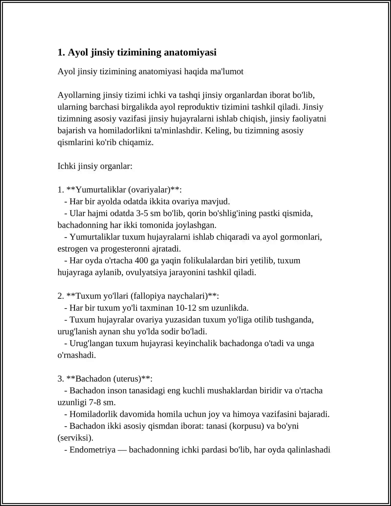 AYYOLAR JINSIY TIZIMI VA BACHADON SUT BEZI 3