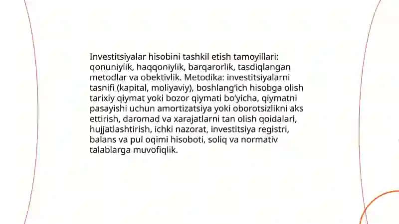 Investitsiyalar hisobini tashkil etish 3