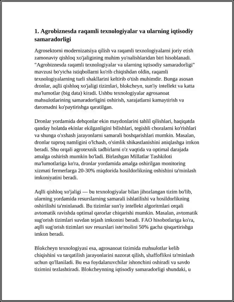 Agrobiznesda raqamli texnologiyalar va ularning iqtisodiy samaradorligi 3