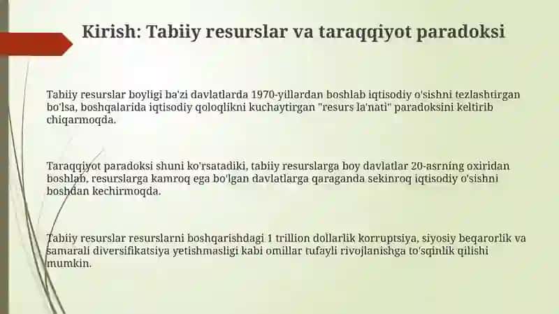 Tabiiy boyliklar nega ba’zilari rivojlanib ba’zilari qashoqlashyapti 3