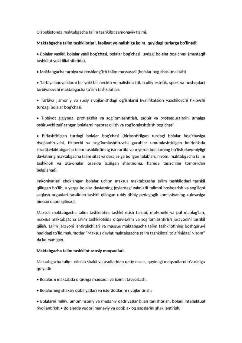 Maktabgacha ta'lim mazmuni va mohiyati va ta‘lim tizimida tutgan o‘rni 3