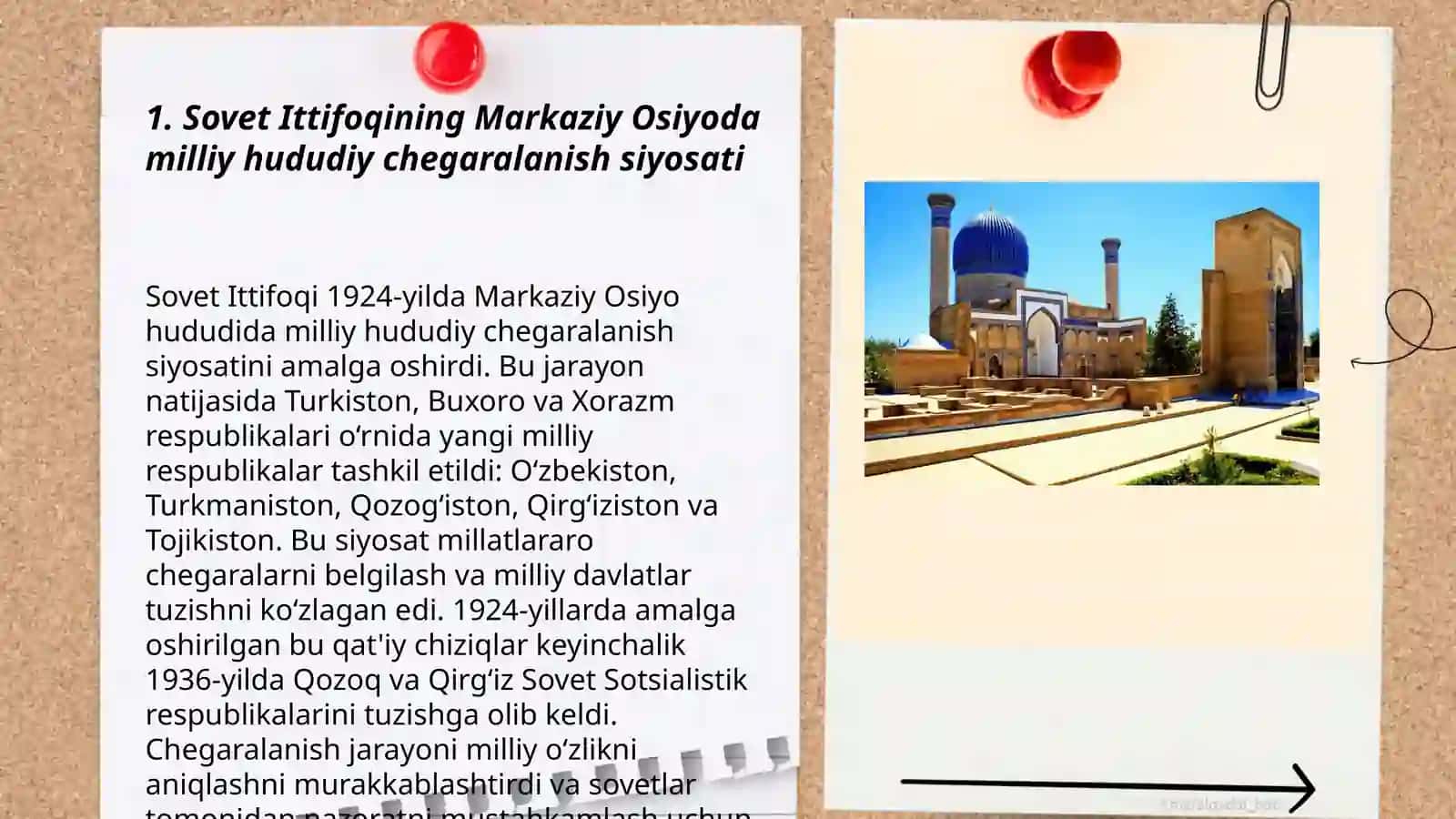 Turkistondagi milliy hududiy chegaralanish. Sovetlar davrida Òzbekistonning tarixiy geografiyasi 3