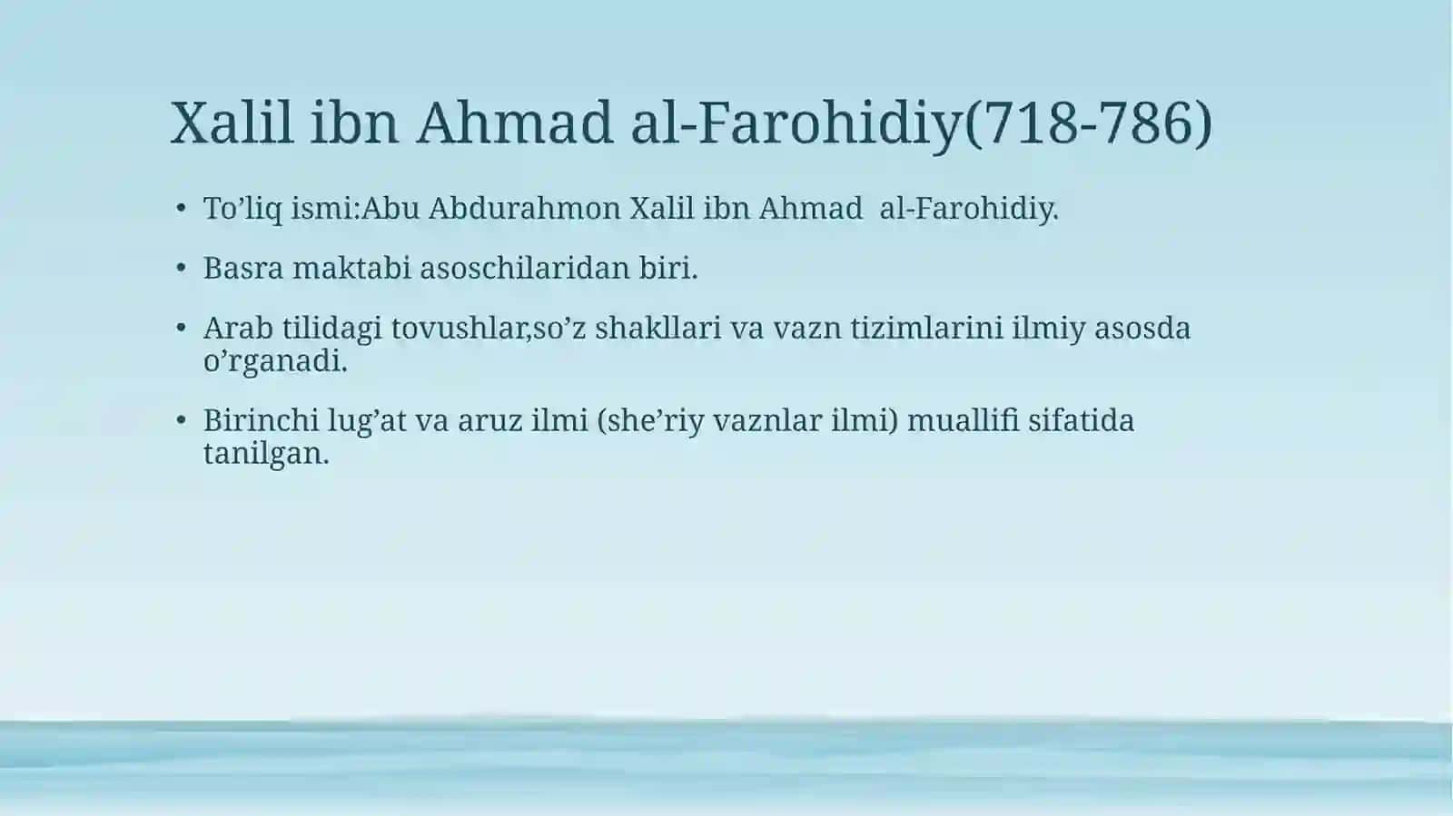 Xalilibn Ahmad va Sibavayxiyning asosiy tilshunoslik qarashlari 3