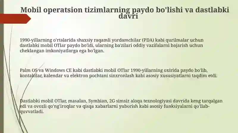Mobil operatsion tizimlarning rivojlanish tarixi 3