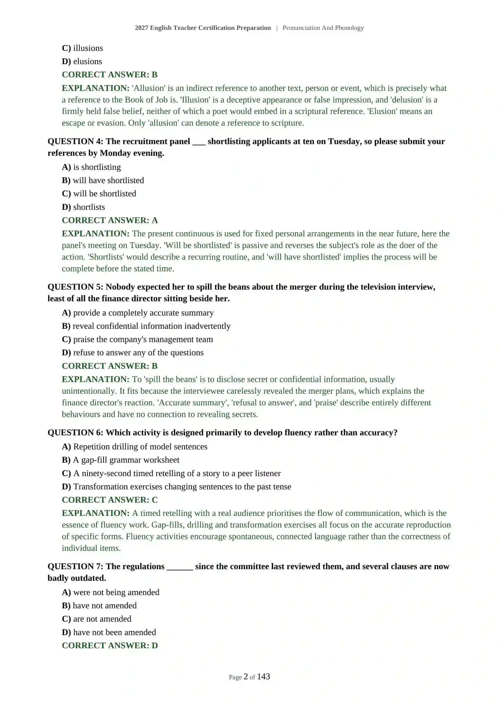 ADVANCED ENGLISH TEACHER CERTIFICATION - PRONUNCIATION AND PHONOLOGY - 2027 CERTIFICATION PREPARATION (600 QUESTIONS) 3