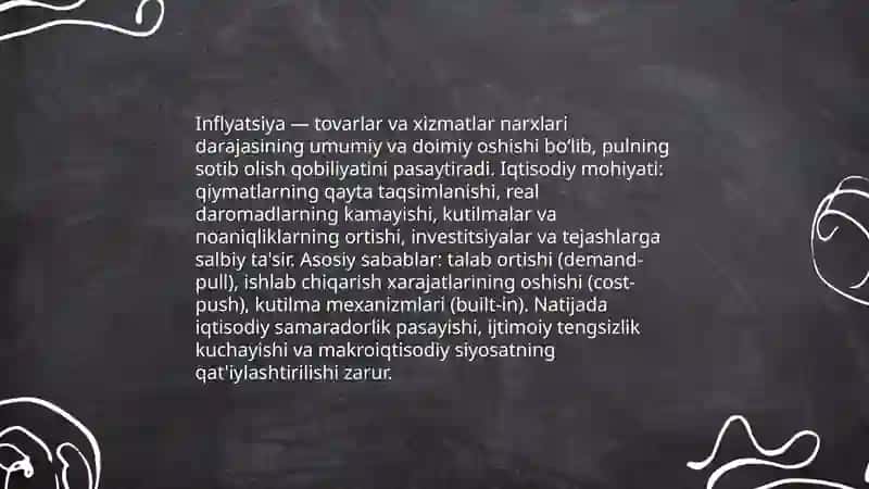 Inflyatsiyaning mohiyati va hisoblanish usullari. 3