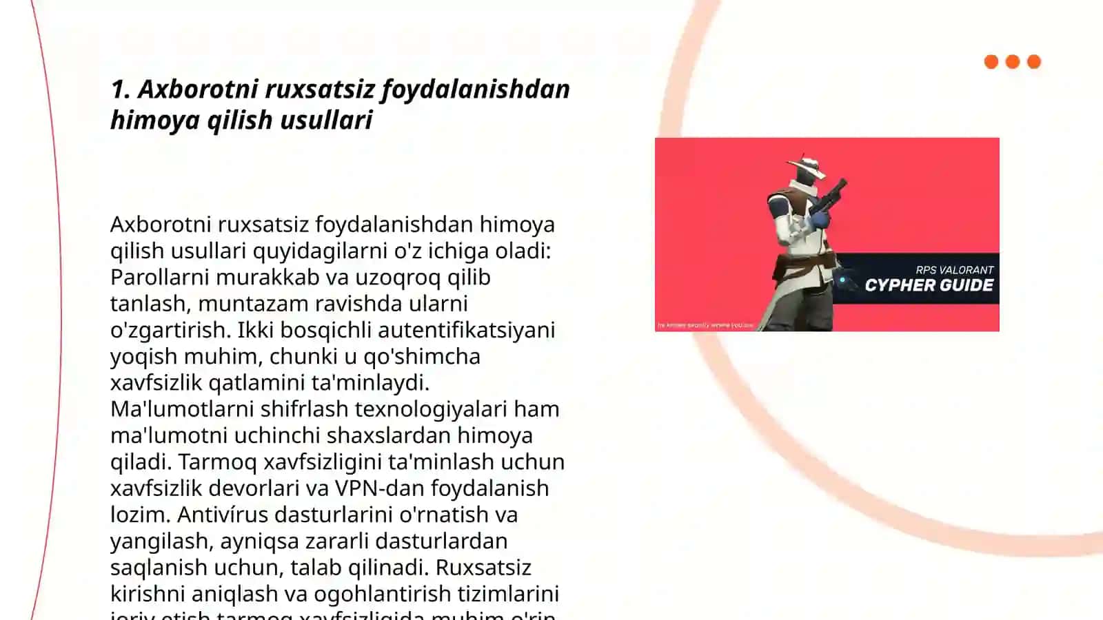 Axborotni ruxsatsiz foydalanishdan himoya qilish usullari 3