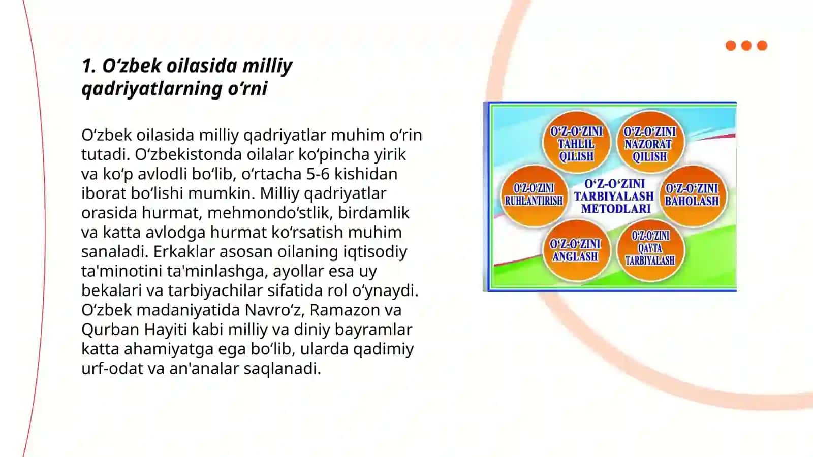 O‘zbek oilalarida milliy tarbiya metodlari va vositalari 3