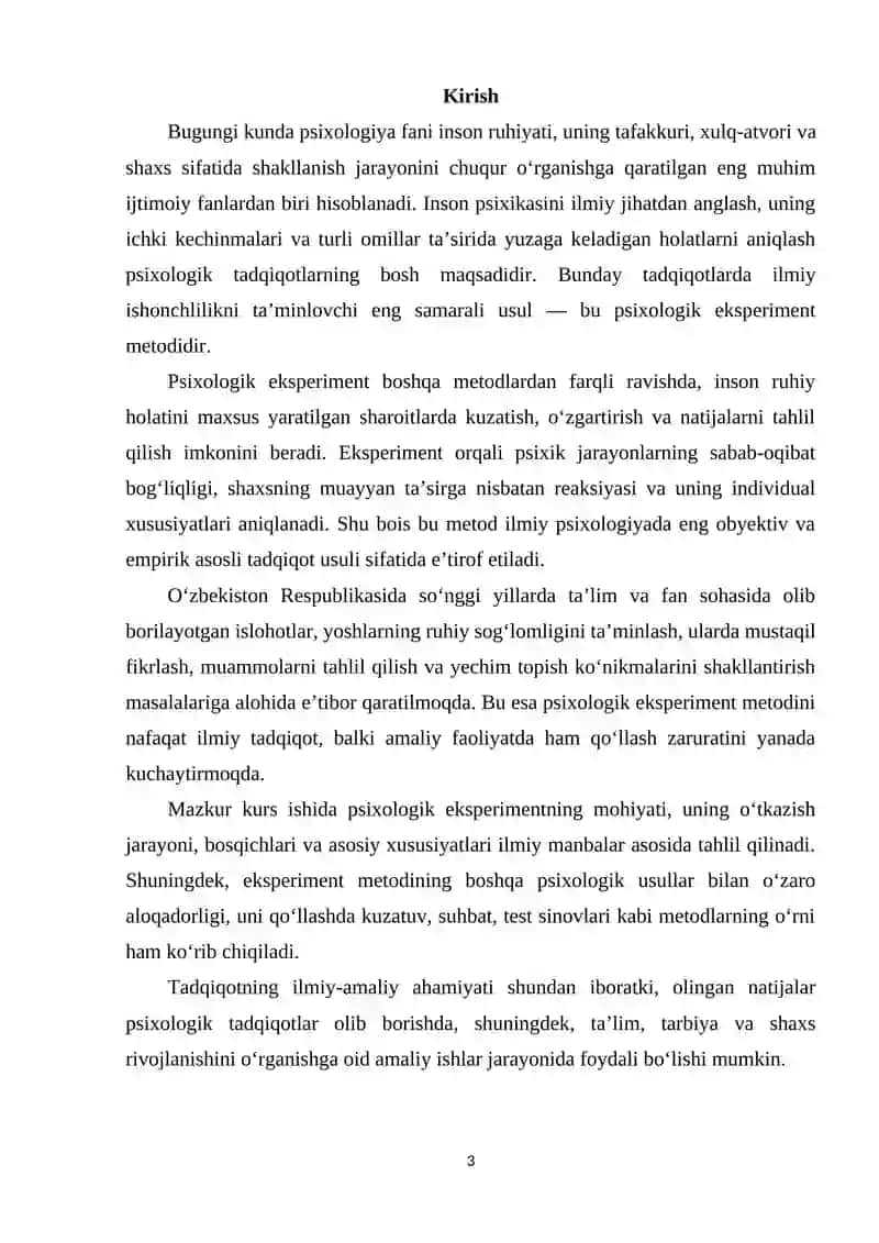 Psixologik eksperiment jarayoni va uning asosiy xususiyatlari 3