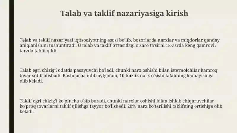 Talab va taklif nazariyasi va bozor muozanati 3