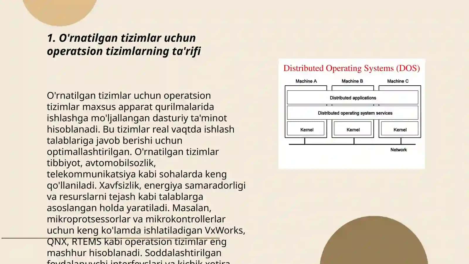 O‘rnatilgan tizimlar uchun operatsion tizimlar. Real vaqt OT foydalanish vositalari. Arduino tizimi asosida o‘rnatilgan tizimlarning apparat vositalarini loyihalashtirish 3