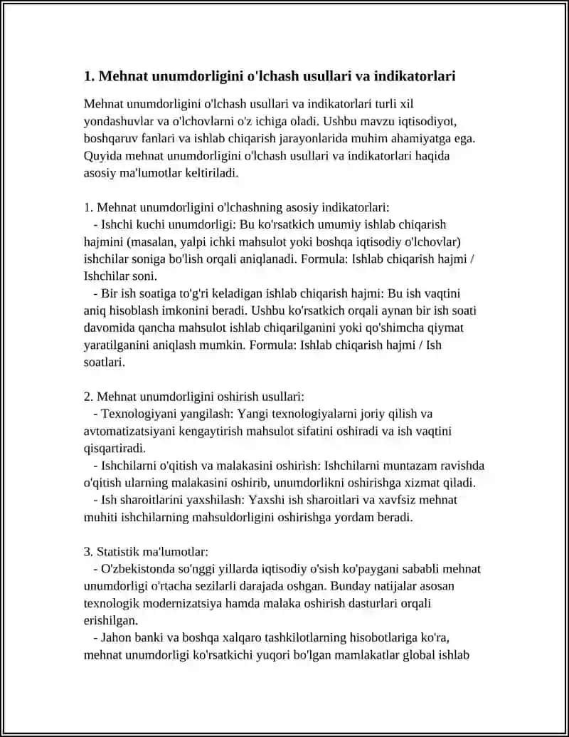 MEHNAT UNUMDORLIGI - IQTISODIY O'SISH OMILI SIFATIDA 3