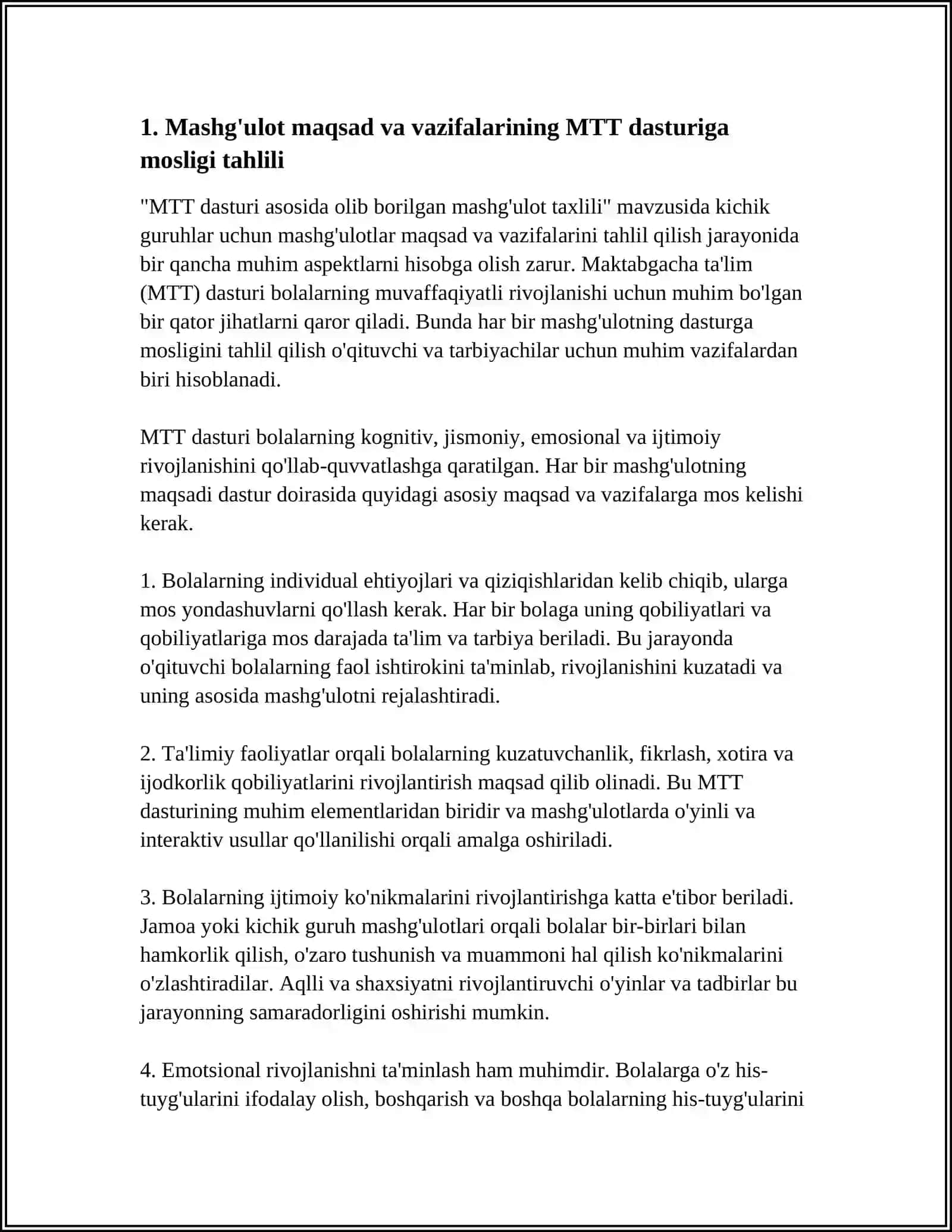 MTT DASTURI ASOSIDA OLIB BORILGAN MASHG'ULOT TAXLILI(KICHIK GURUH) 3