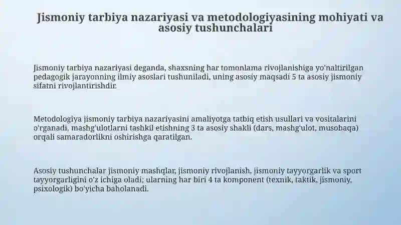 Jismoniymadaniyat nazariyasi va metodikasi fanining maqsadi hamdavazifalari 3