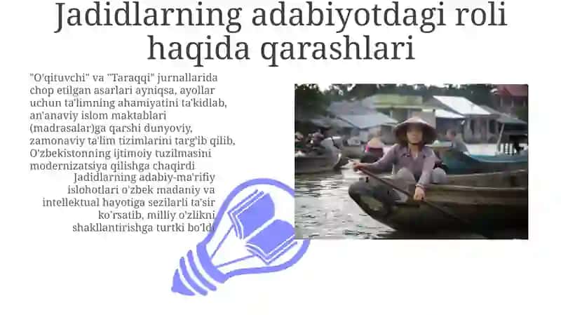 Oʻzbek jadidlari adabiyotining madaniyat, maʼrifat adabiyotga oid fikrlari 3
