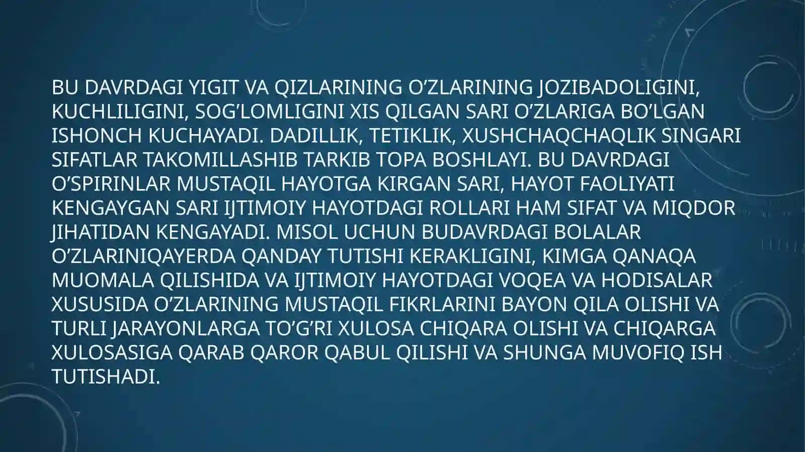 ilk o'spirinlik davrida psixik rivojlanish xususiyatlari 3