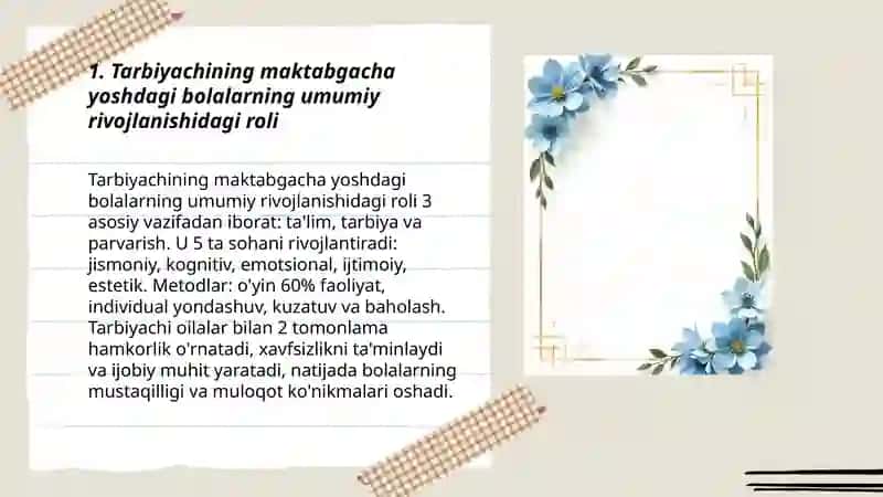 Maktabgacha yoshdagi bolalarning rivojlanishi va ta'lim tarbiyasi jarayonida tarbiyachining roli 3