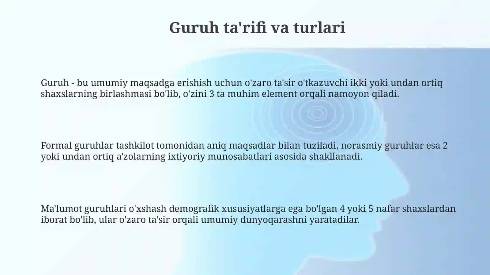 Guruh va guruh turlari 3