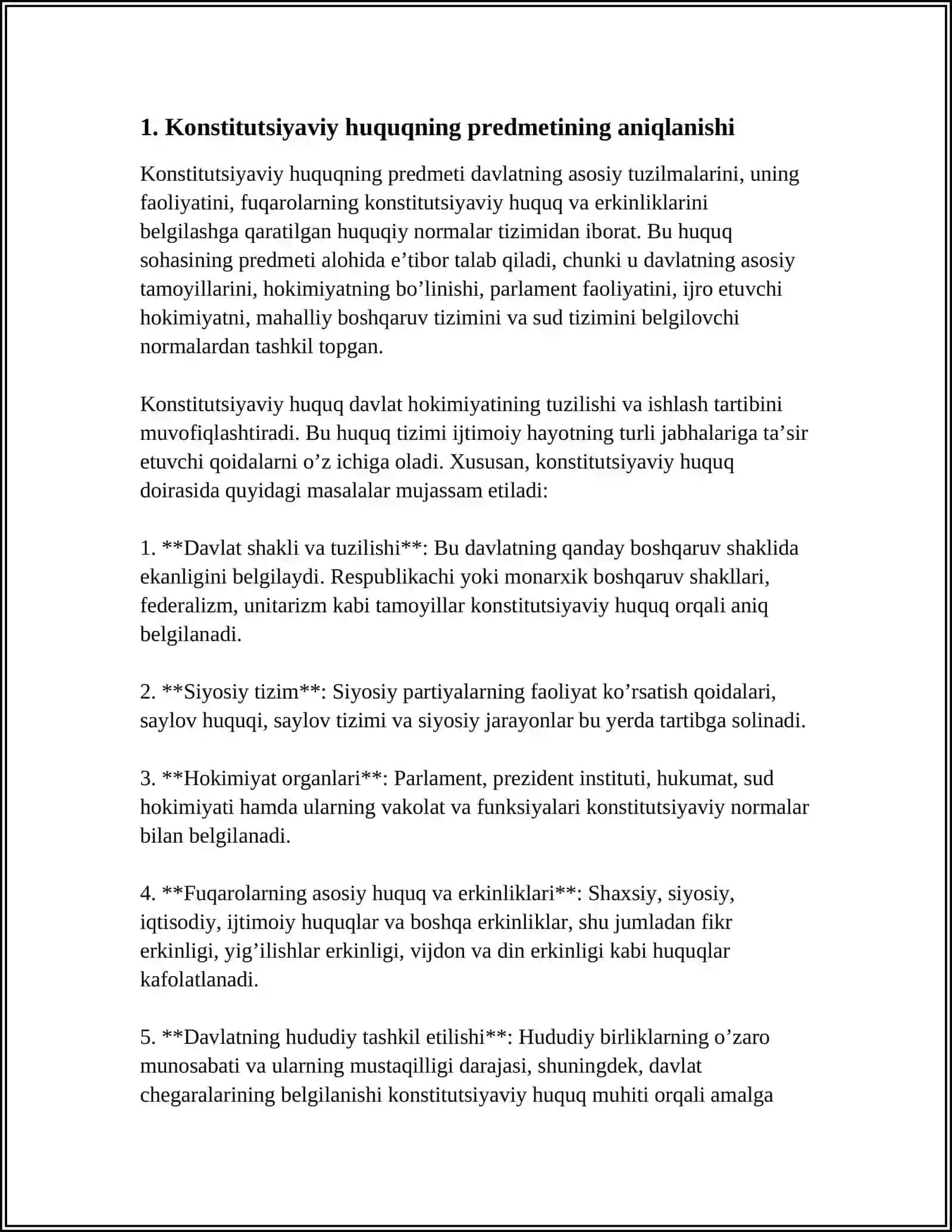 KONSTITUTSIYAVIY HUQUQ FANINING PREDMETI, MAQSADI VA VAZIFALARI 3