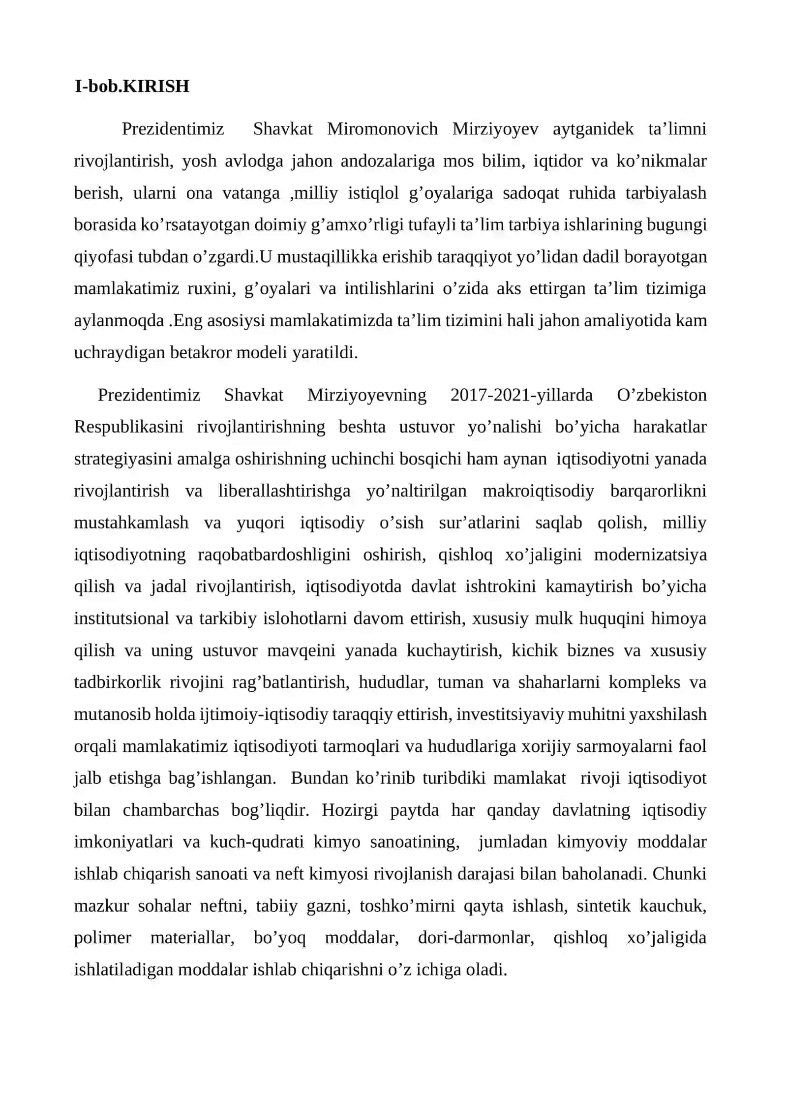 ORGANIK MODDALAR SINTEZI FANIDAN TAYYORLAGAN KURS ISHI 3