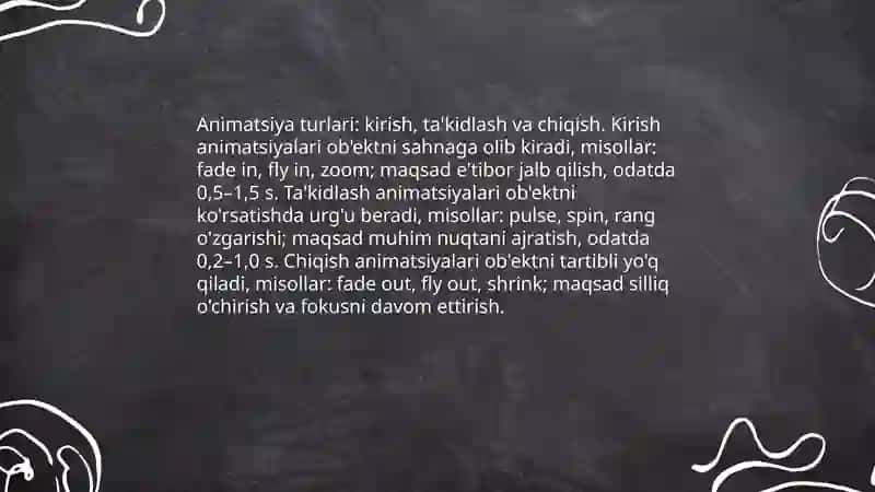 Animatsiya effektlari. Taqdimot namoyishini boshqarish 3