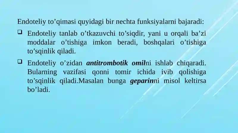 Qon tomir endoteliyasining tuzilishi va funksiyalari 3