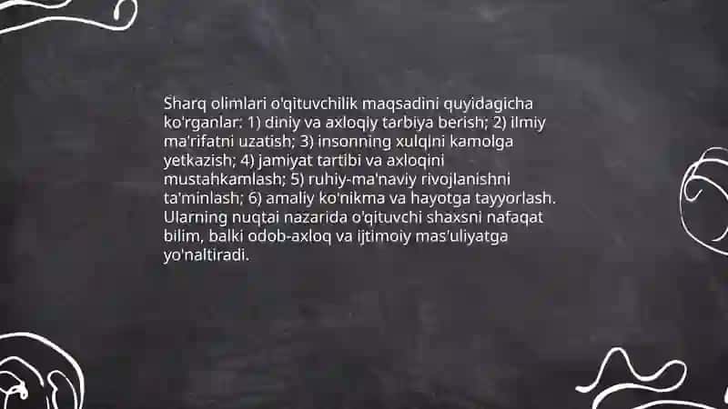 Sharq mamalakat allomalaring òqituvchilik kasbiga oid ilk qarshlar 3