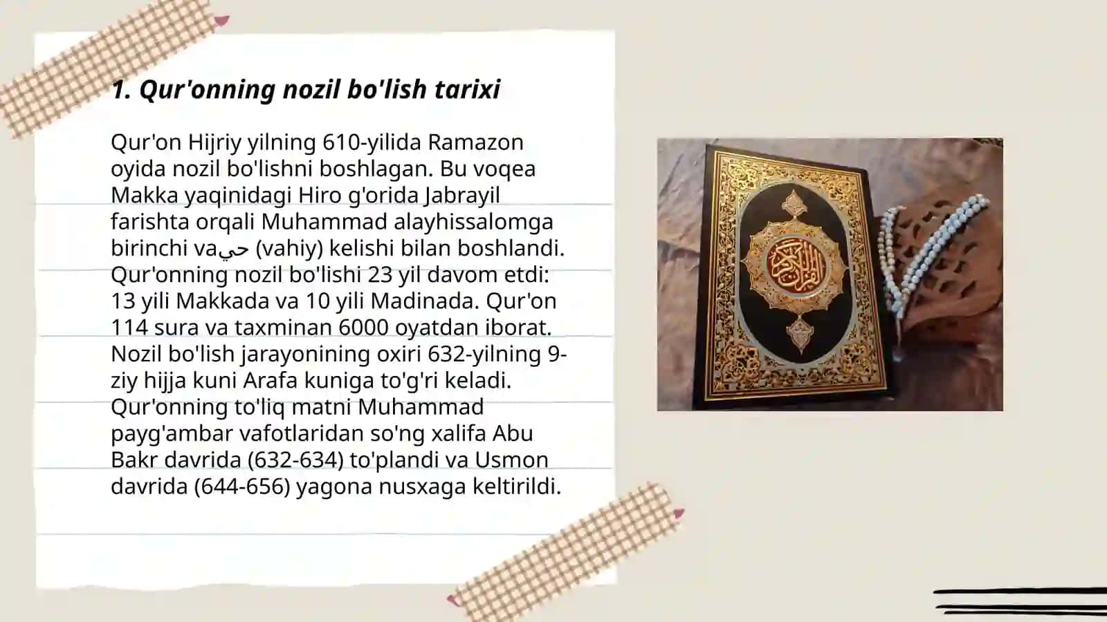 Qur'on, xadis, aqida, fikh ilmlarining shakllanish tarixi 3