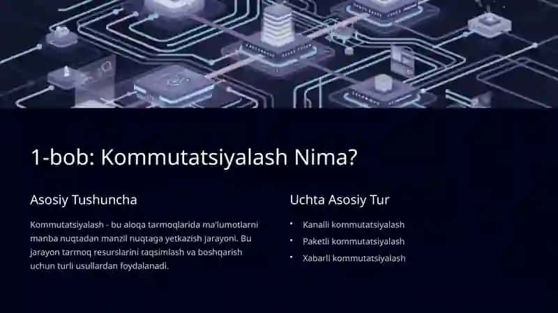 Kanalli va paketli kommutatsiyalash. Xabarli kommutatsiyalash 1 3