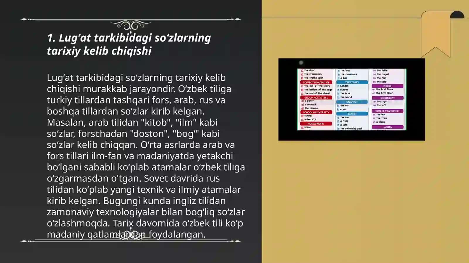 Lugʻat tarkibidagi soʻzlarni kelib chiqishi jihatidan tavsiflanishi 3