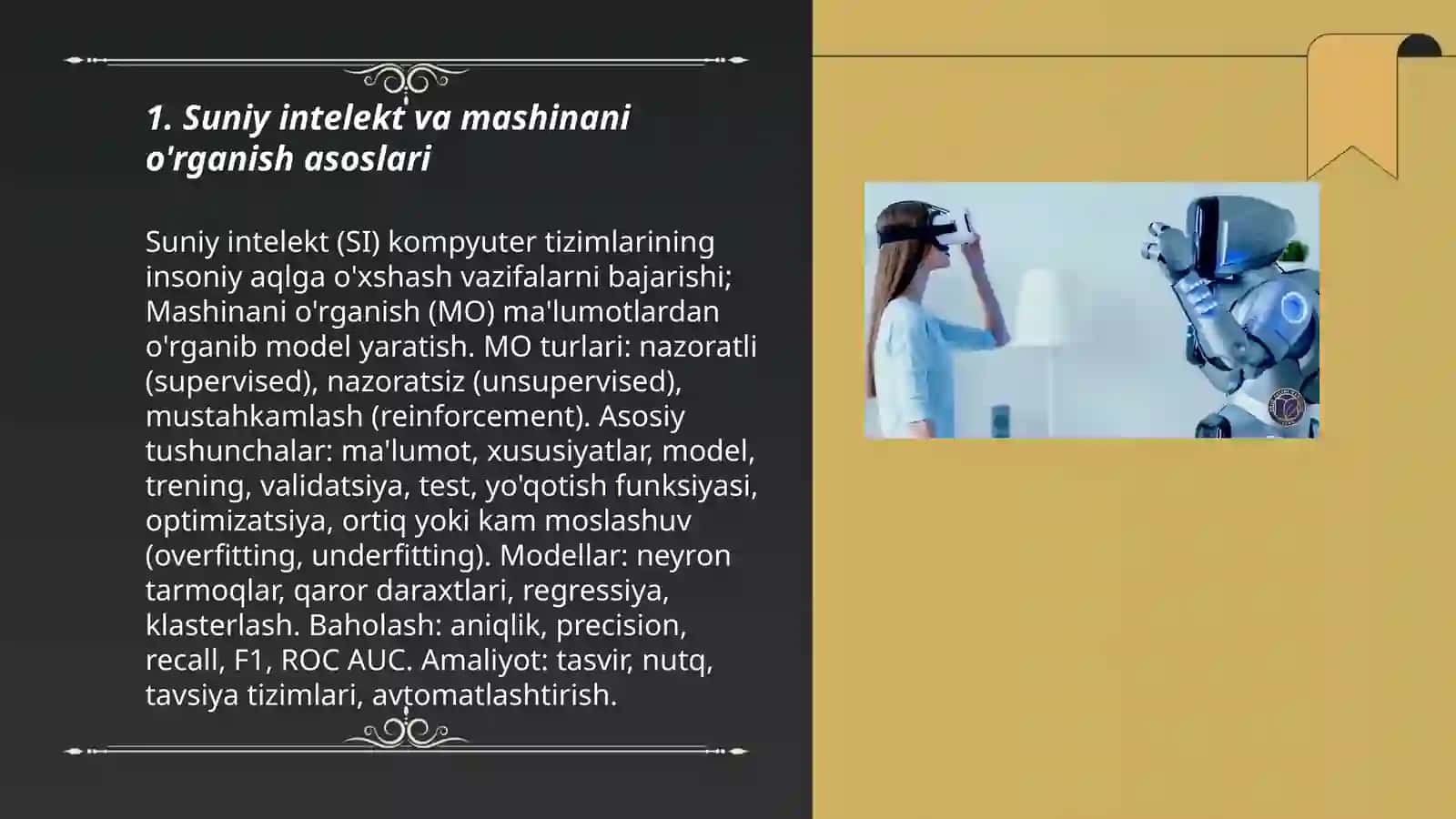 Suniy intelekt va mashinani o'rganish asoslari 3