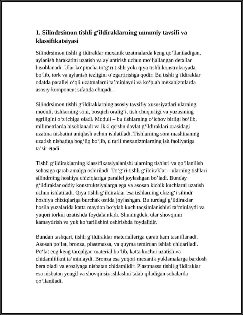 SILINDRSIMON TISHLI GʻILDIRAKLARNI KONSTRUKSIYASI BILAN TANISHISH VA ULARNI CHIZMALARINI CHIZISH QOIDALARI 3