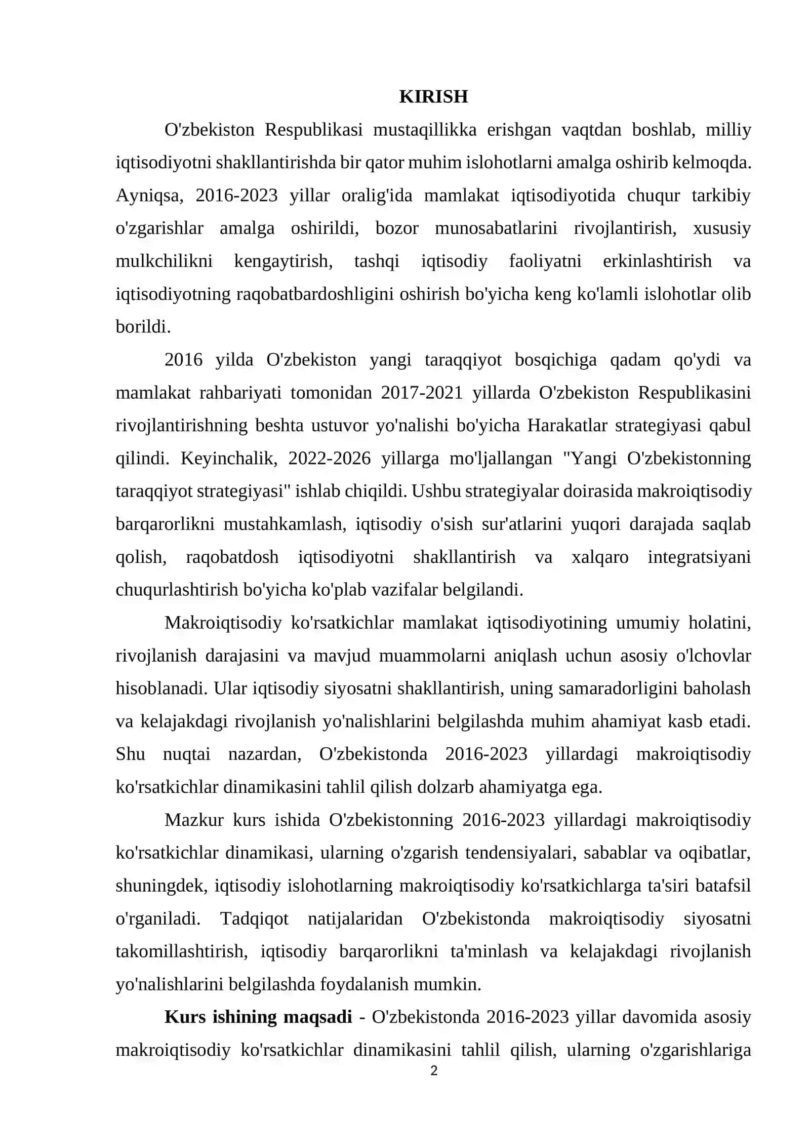 O'zbekistonda Asosiy Makro iqtisodiyot Kursatiqlar Dinamikasi 3