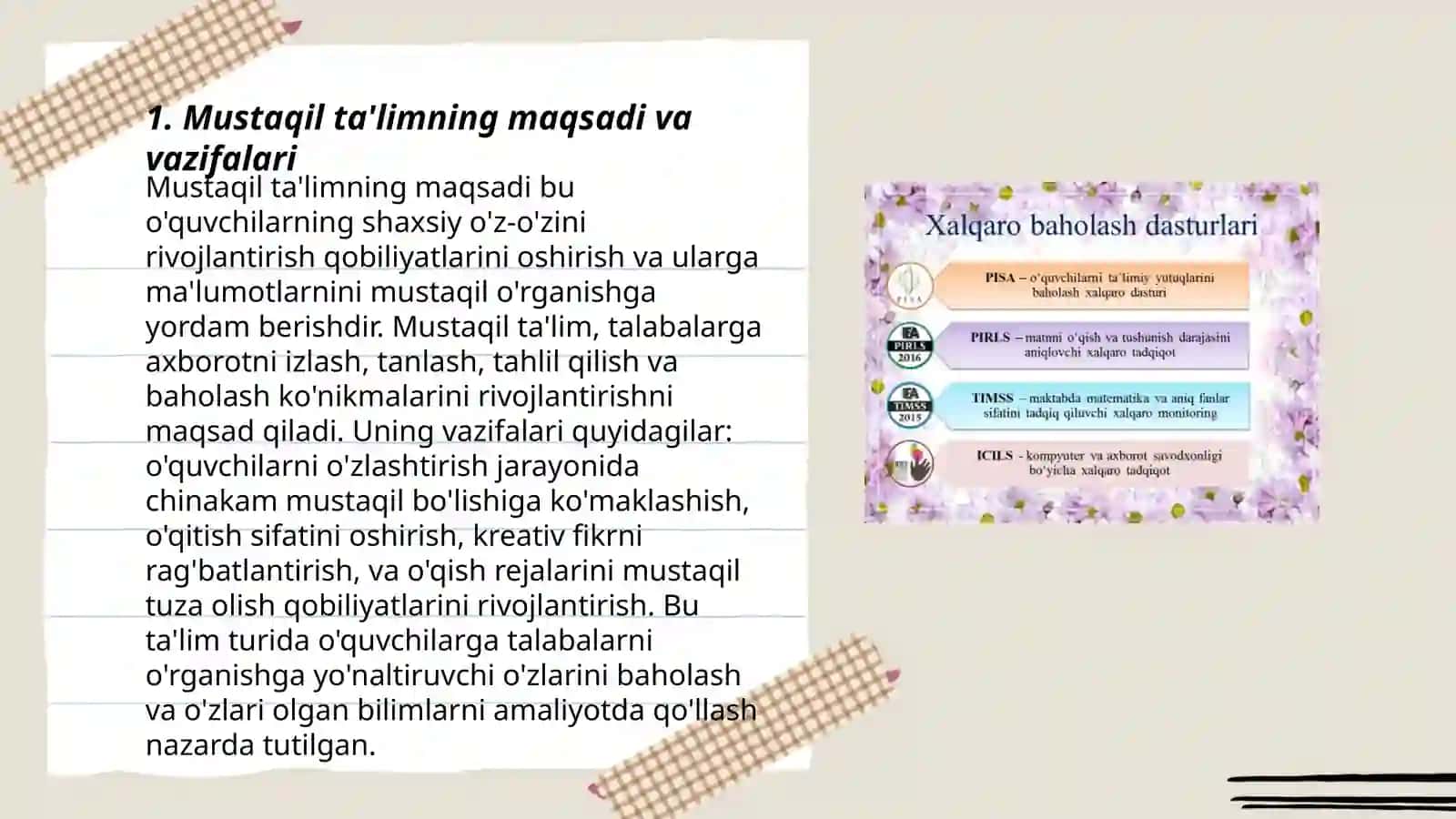 Mustaqil ta'limning maqsadi va vazifalari 3