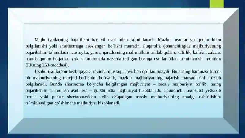 MAJBURIYATLARNING BAJARILISHINI TA`MINLASH 3