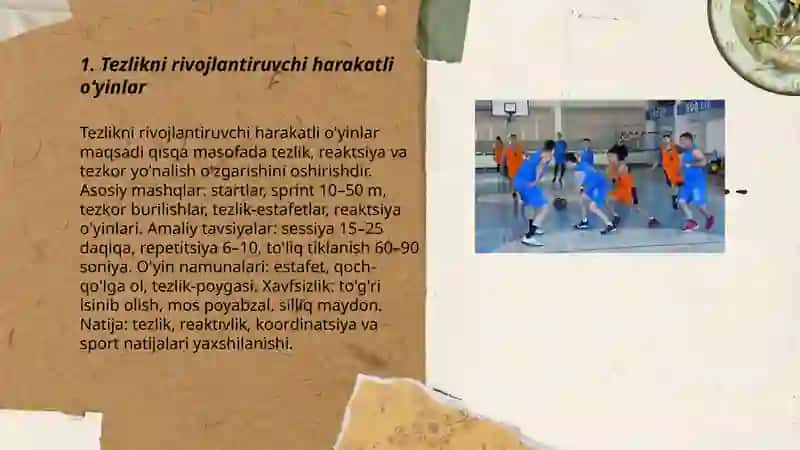 Tezlikni rivojlantiruvchi harakatli oʻyinlar 3