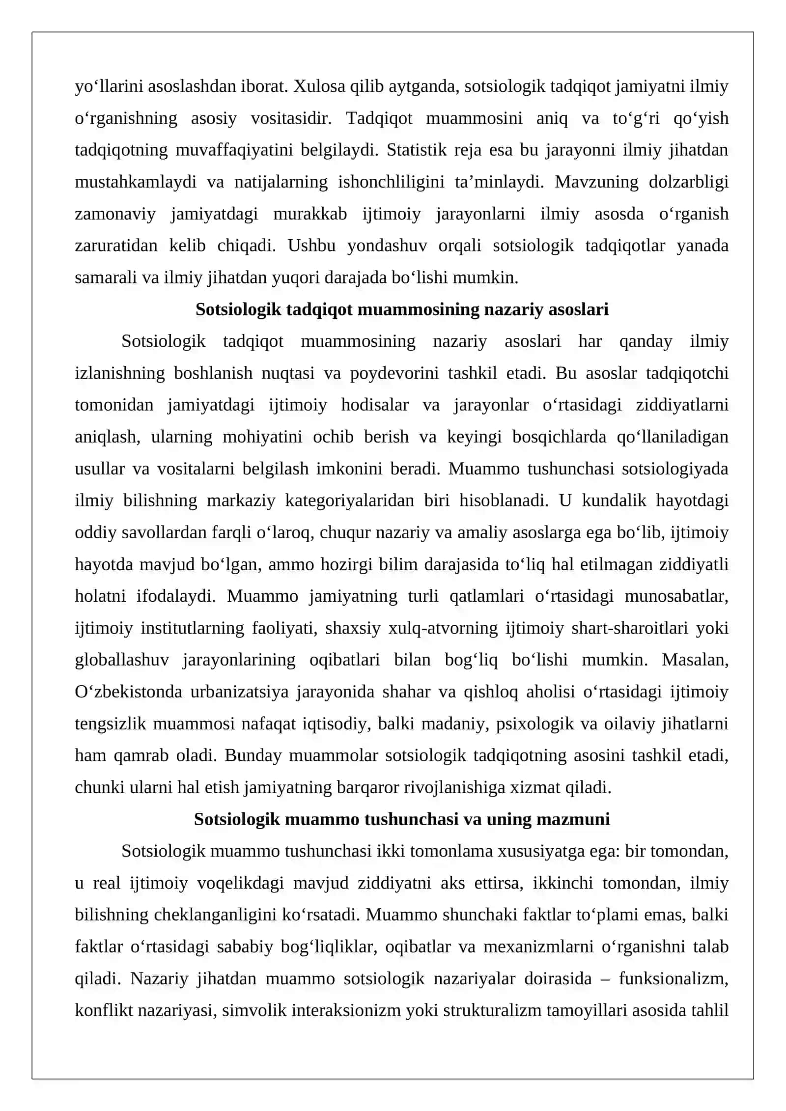 Sotsiologik tadqiqot muammosi va statistik rejasini asoslash 3