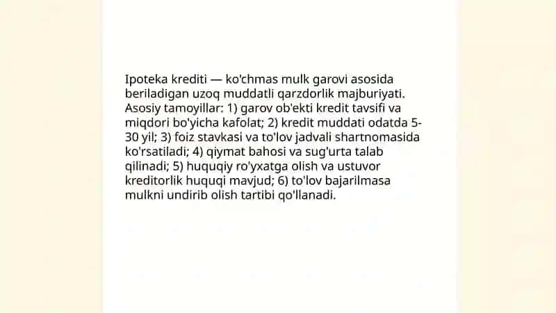 Ipoteka kreditlari va undan foydalanish tartibi 3