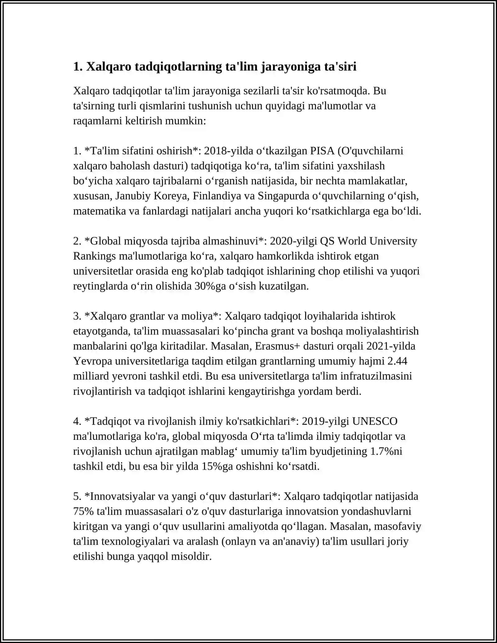 XALQARO TADQIQOTLARNING MILLIY O'QUV DASTURLARNI TAKOMILLASHTIRISHDAGI O'RNI 3